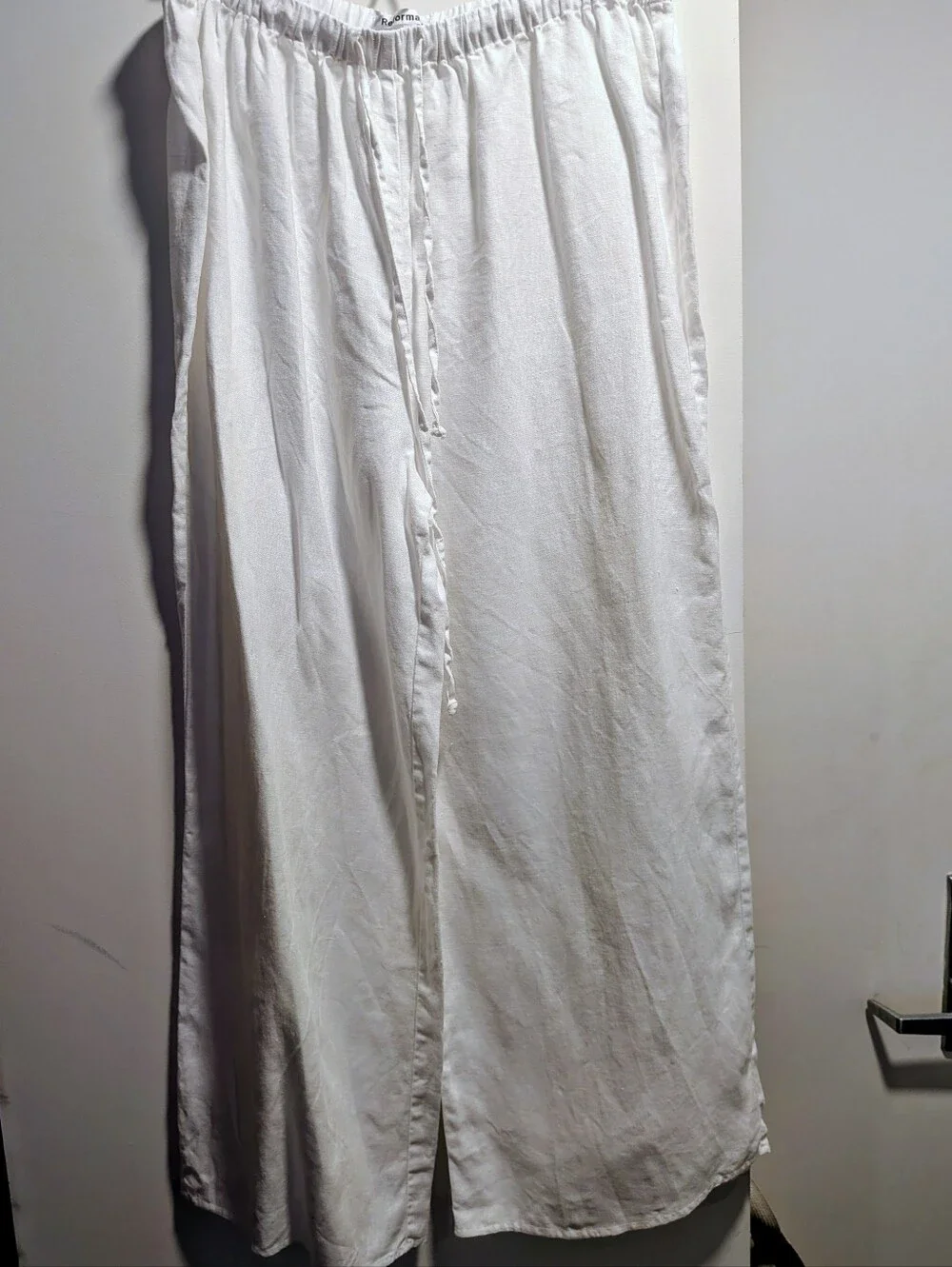 Reformation Olina Linen Pant - White